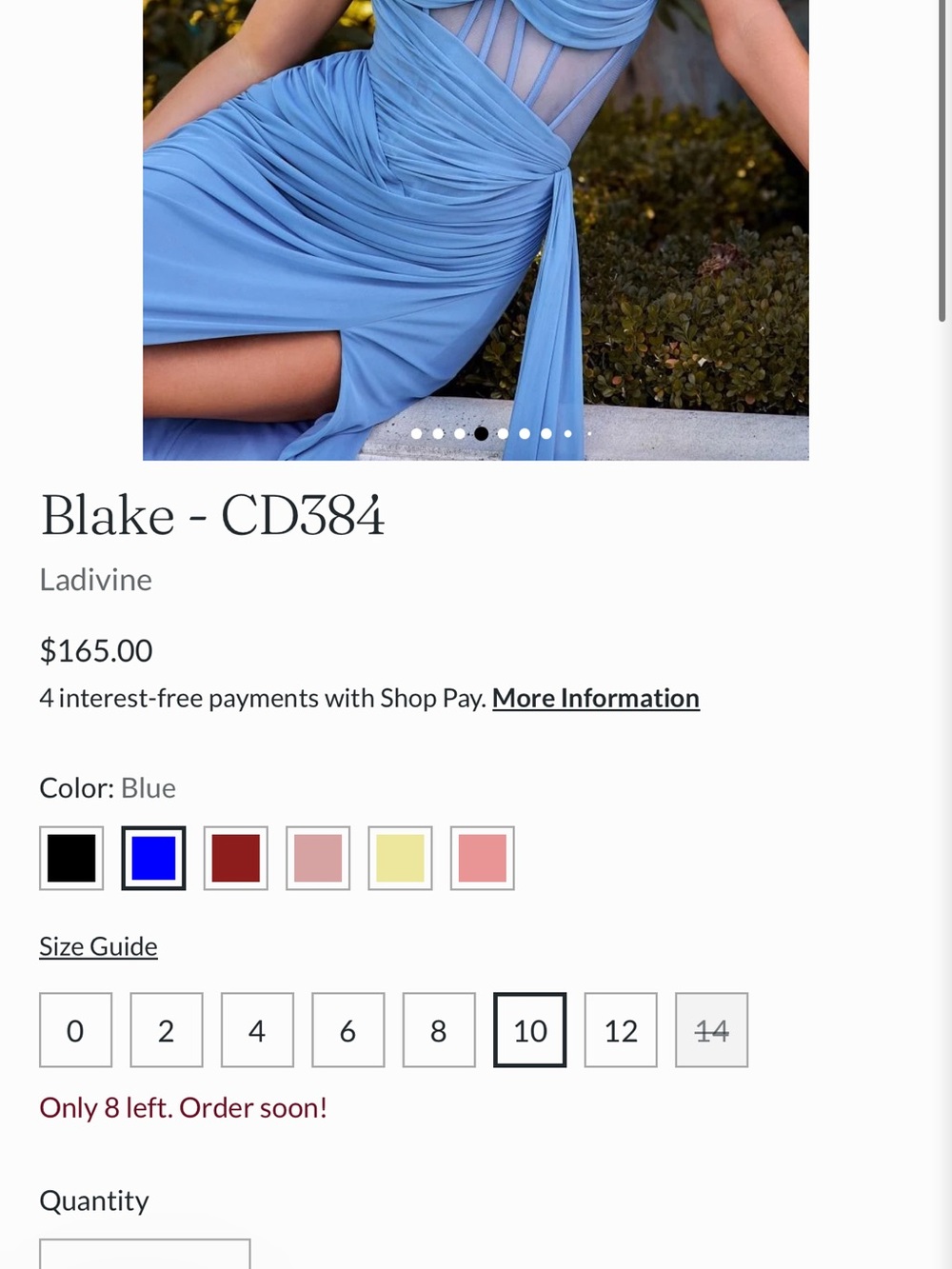 Blake Cinderella Sky Blue Strapless Ruched Gown with Side Drape - Picture 12 of 13